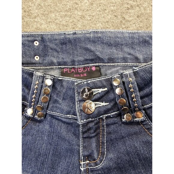 Vintage Playboy Jeans Womens Size 3/4 Embellished Bling Skinny Jeans - Picture 4 of 16
